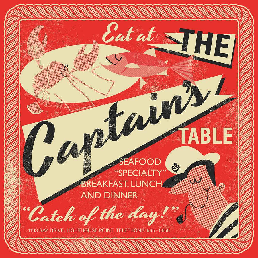 Fish Drawing - The Captains table by Daviz Industries