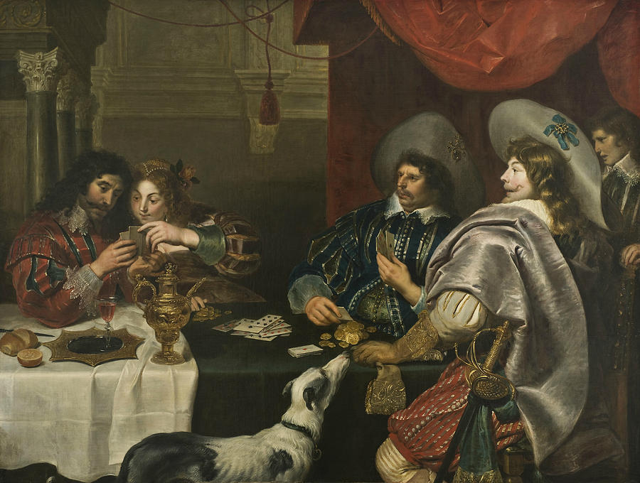The Card Game Painting by Cornelis de Vos