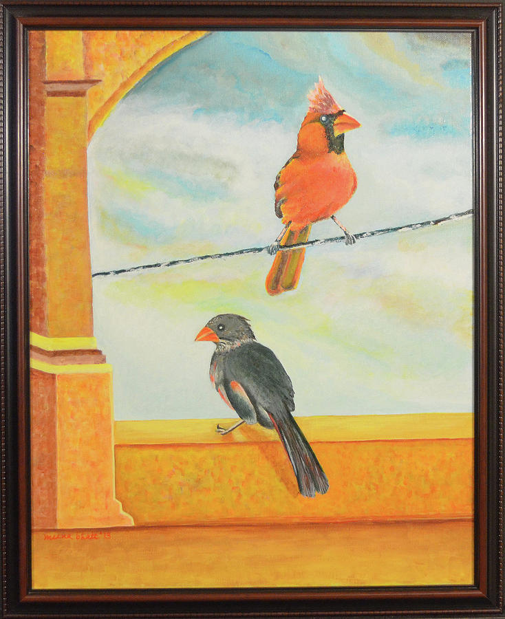 The Cardinal Couple Painting by Meena Bhatt