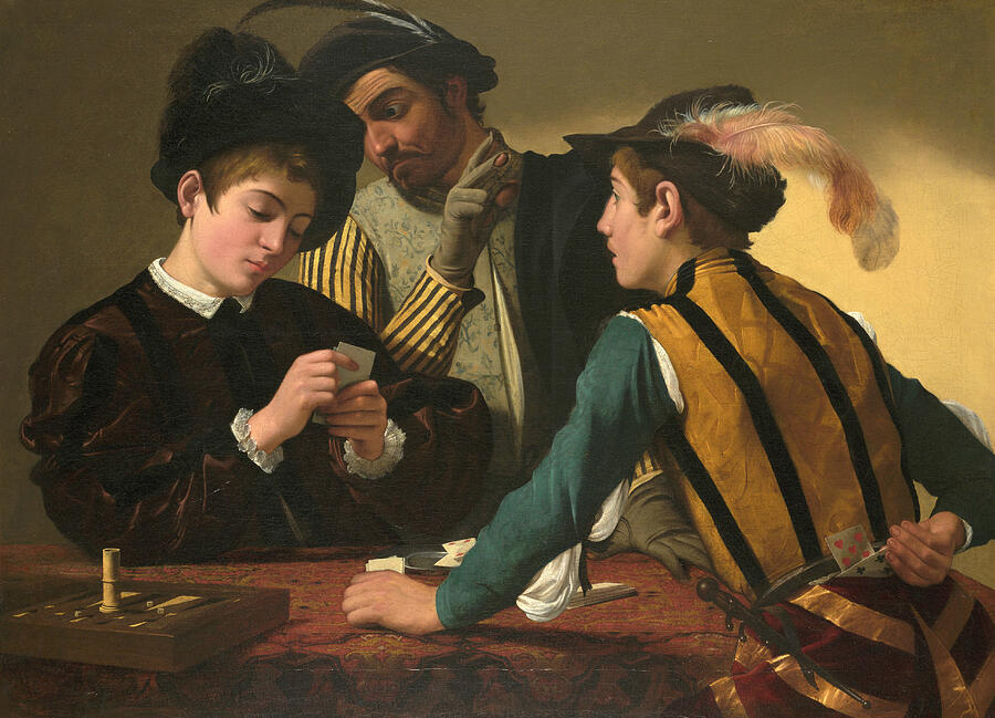 Caravaggio Painting - The Cardsharps  by Caravaggio