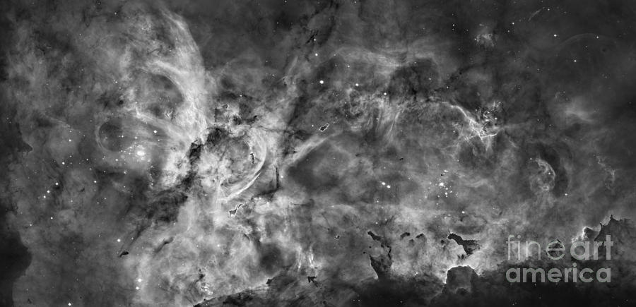 The Carina Nebula Star Birth in the Extreme Black and White extremely large image Photograph by Vintage Collectables