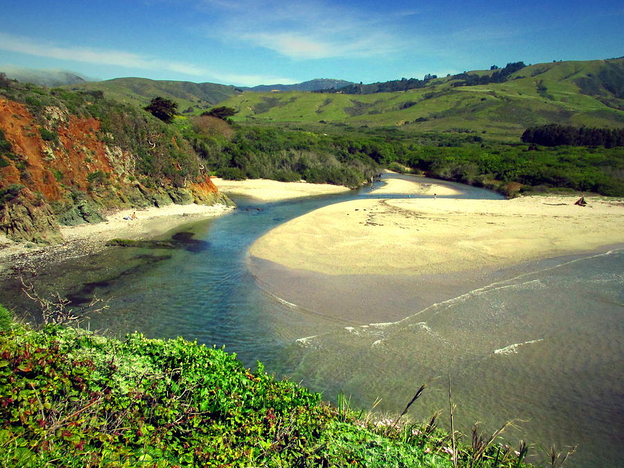 The Carmel River Meets The Pacific Photograph by Joyce Dickens - Fine ...