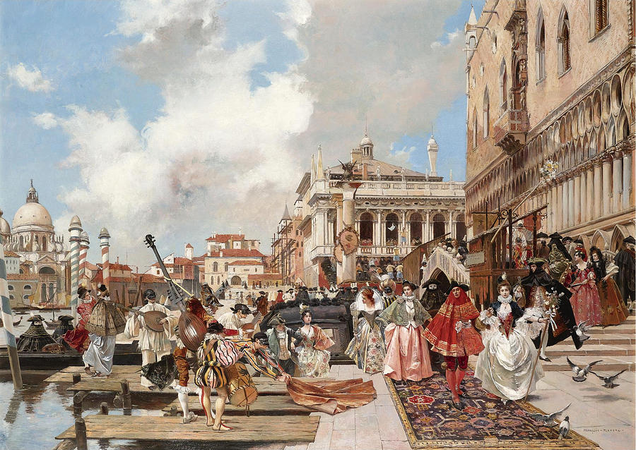 The Carnival. Venice Painting by Francois Flameng