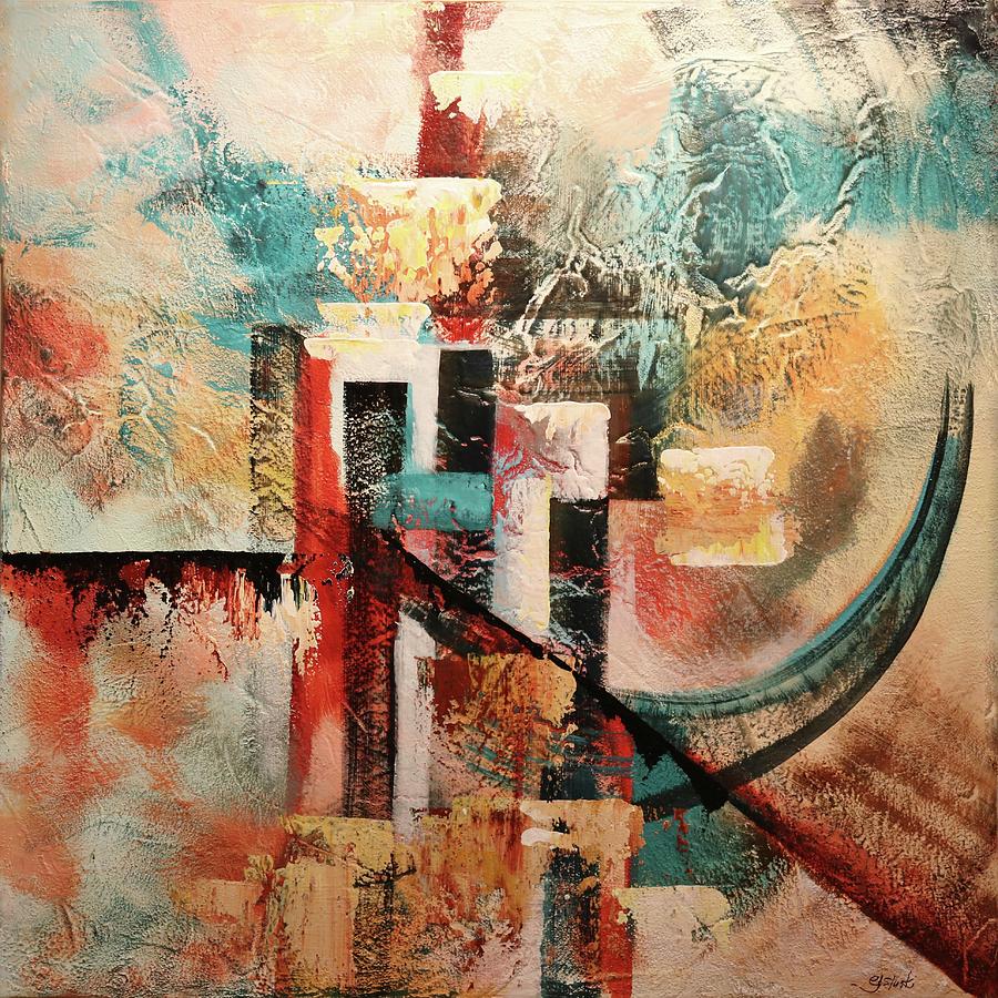 The Castle In Abstract Painting by Carole Sluski