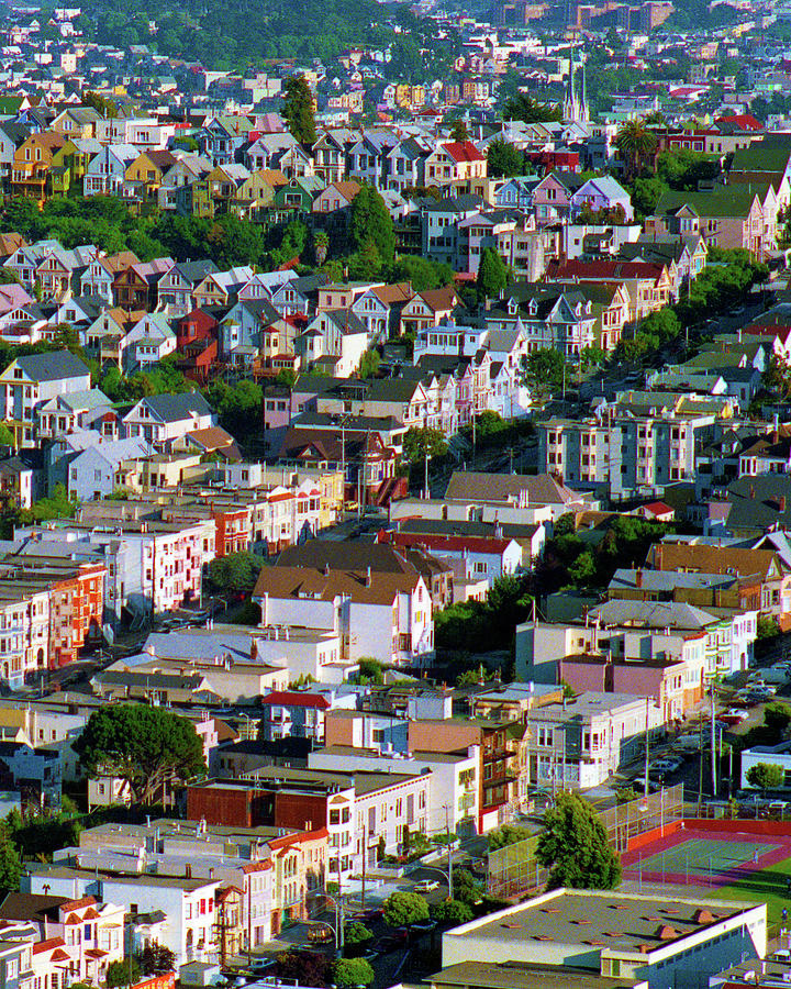 The Castro, Dolores Heights, Noe Valley, Summer Evening Light San Francisco Cityscape 1990, 2 Photograph by Kathy Anselmo The Castro, Dolores Heights, Noe Valley, Summer Evening Light San Francisco Cityscape 1990, 2 Photograph by Kathy Anselmo