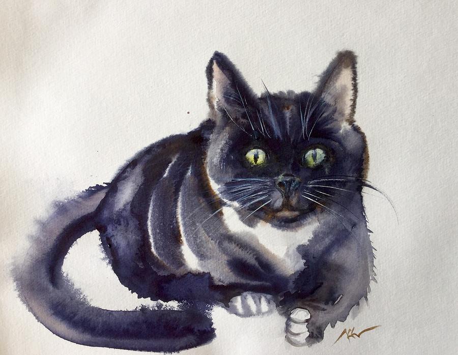 The cat 8 Painting by Katerina Kovatcheva
