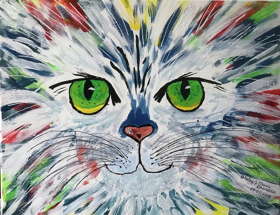 Cat Painting - The Cat Got In My Paint by Kathy Marrs Chandler