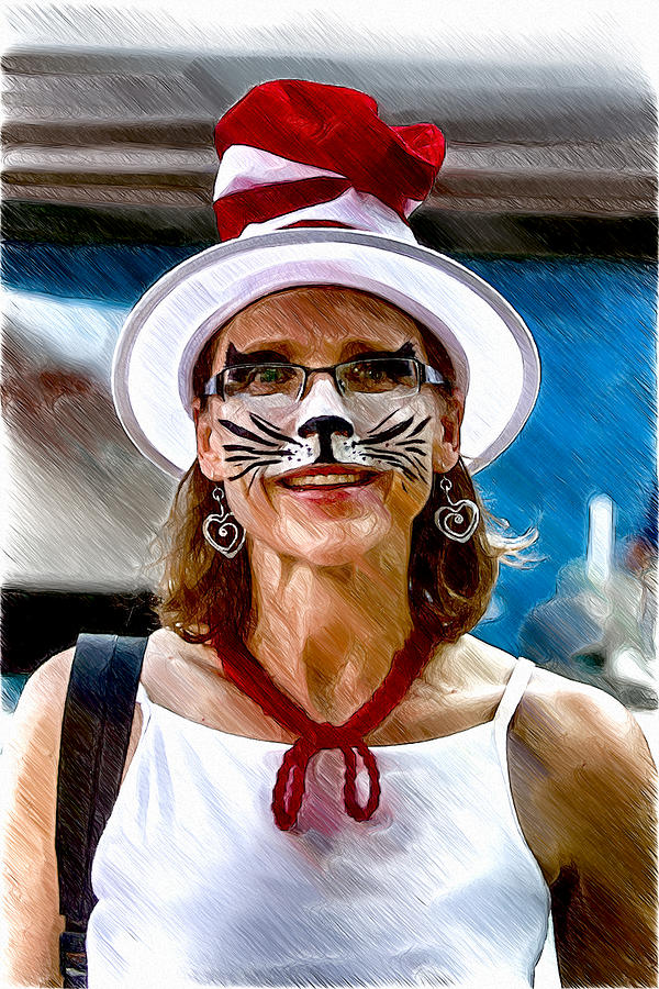 The Cat in the Hat Woman Digital Art by John Haldane