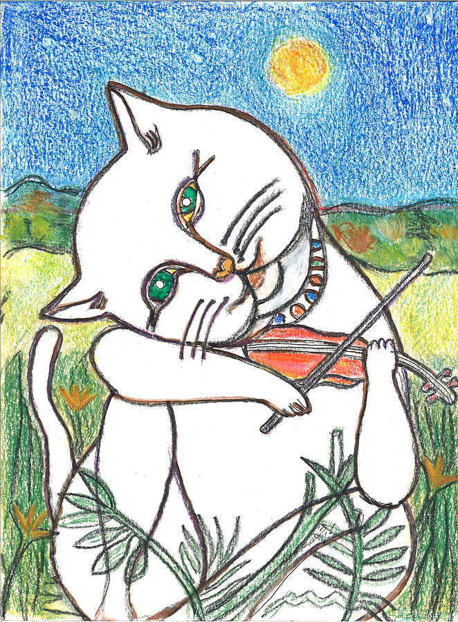 The Cat Will Play Pastel by Kippax Williams