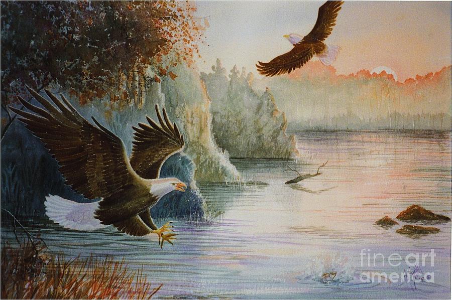 Bird Painting - The Catch by Marilyn Smith