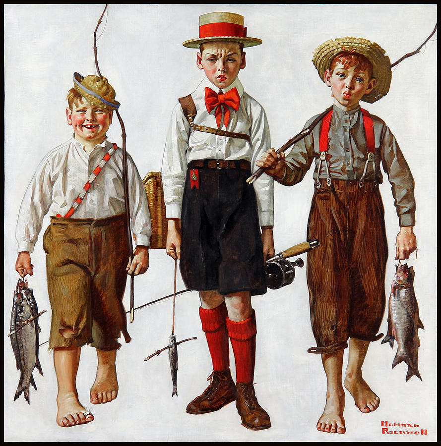 The Catch Painting by Norman Rockwell
