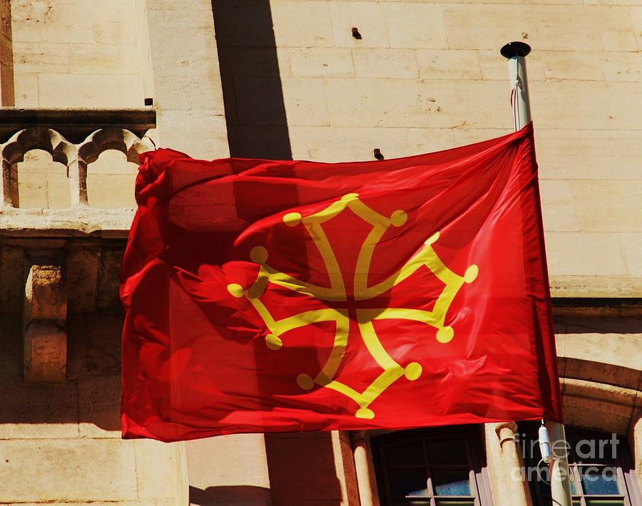 Mug Photograph - The Cathar Flag In Narbonne, Occitanie by Poets Eye