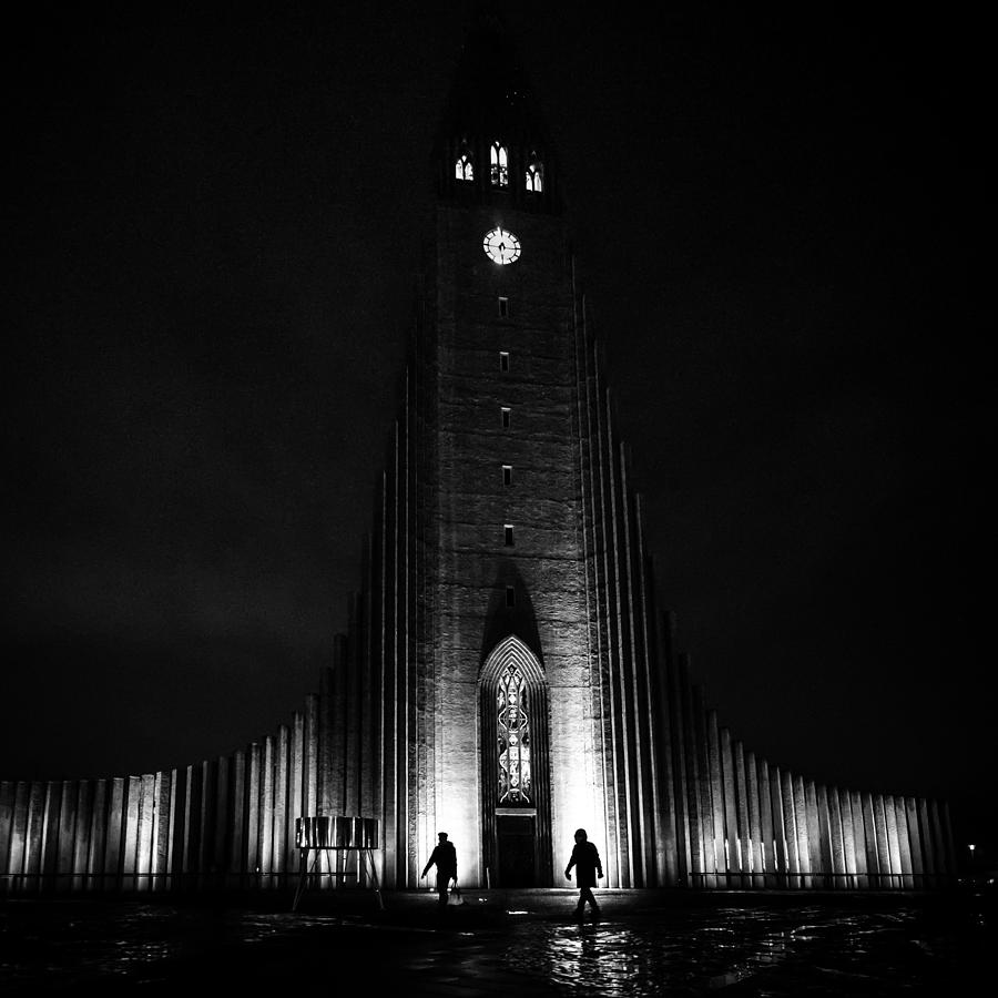 The Cathedral - Reykjavik, Iceland - Black and white street photography Photograph by Giuseppe Milo