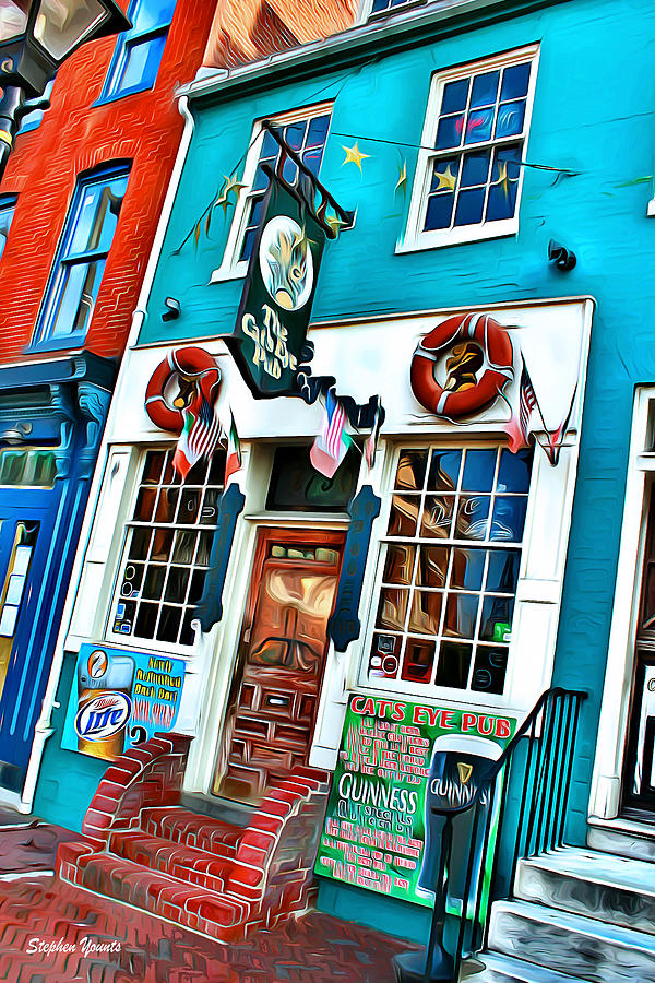 Baltimore Digital Art - The Cats Eye Pub by Stephen Younts