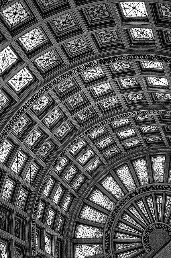 The Ceiling at Station Square Pittsburgh - black and white Photograph by Mitch Spence