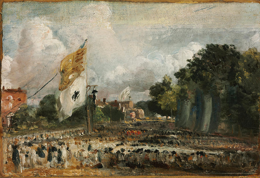 The Celebration in East Bergholt of the Peace of 1814 Concluded in Paris  Painting by John Constable