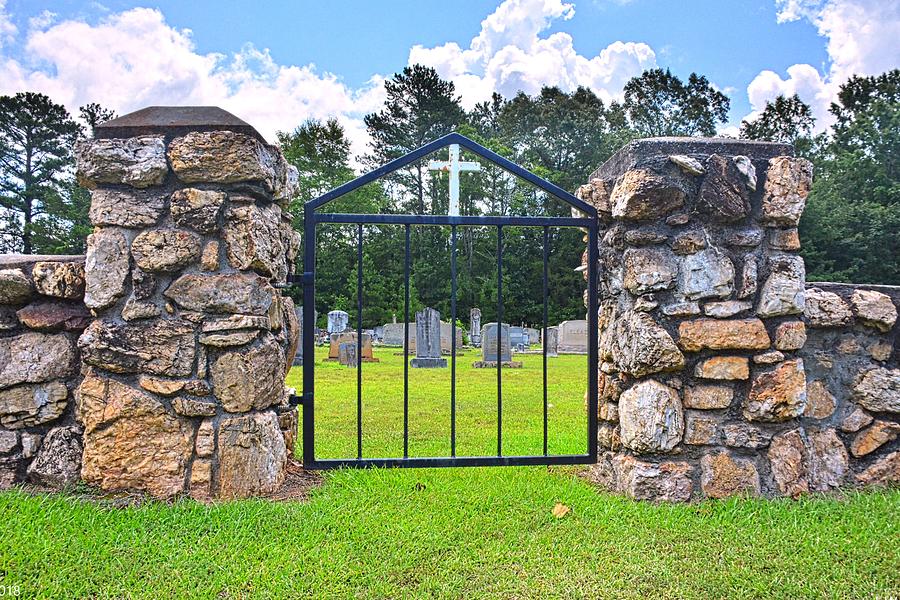 The Cemetery Gate And Stone Wall Photograph by Lisa Wooten