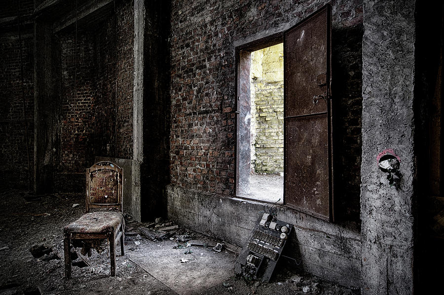 The chair of the last story teller - abandoned theatre Photograph by Dirk Ercken