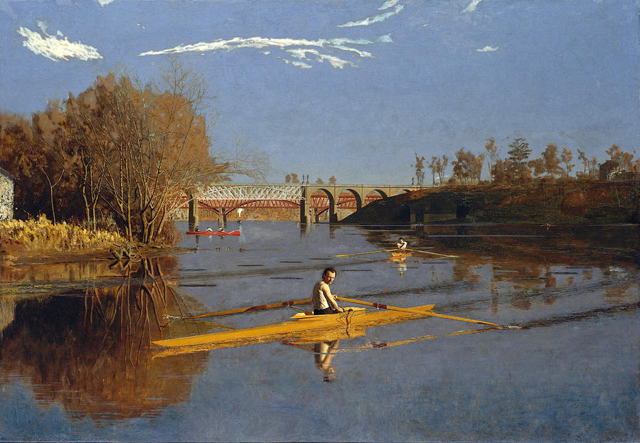The Champion Single Sculls. Max Schmitt in a Single Scull Painting by Thomas Eakins