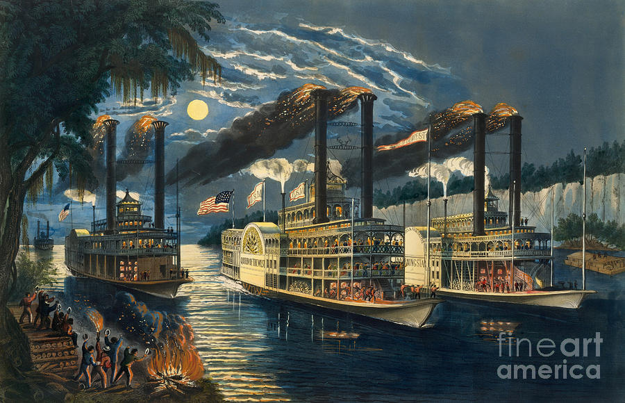 Currier And Ives Painting - The Champions of the Mississippi  by Currier and Ives