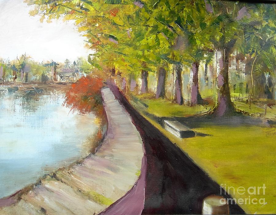 The Charente, Ruffec Painting by Angela Cartner
