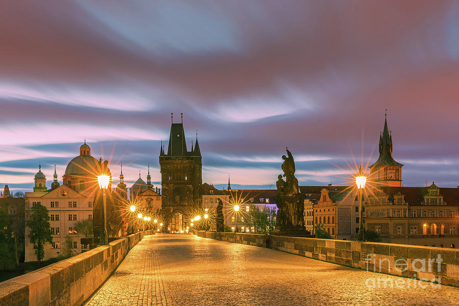 The Charles Bridge in Prague at sunrise Photograph by Henk Meijer Photography
