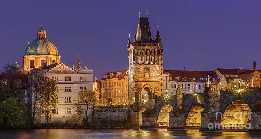 The Charles Bridge in Prague at sunset Photograph by Henk Meijer Photography