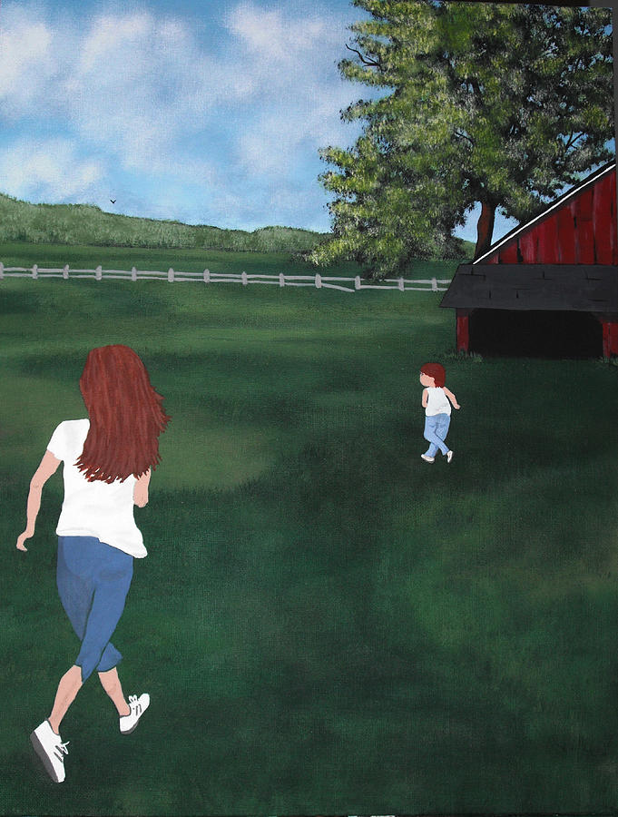 Farm Painting - The Chase by Candace Shockley