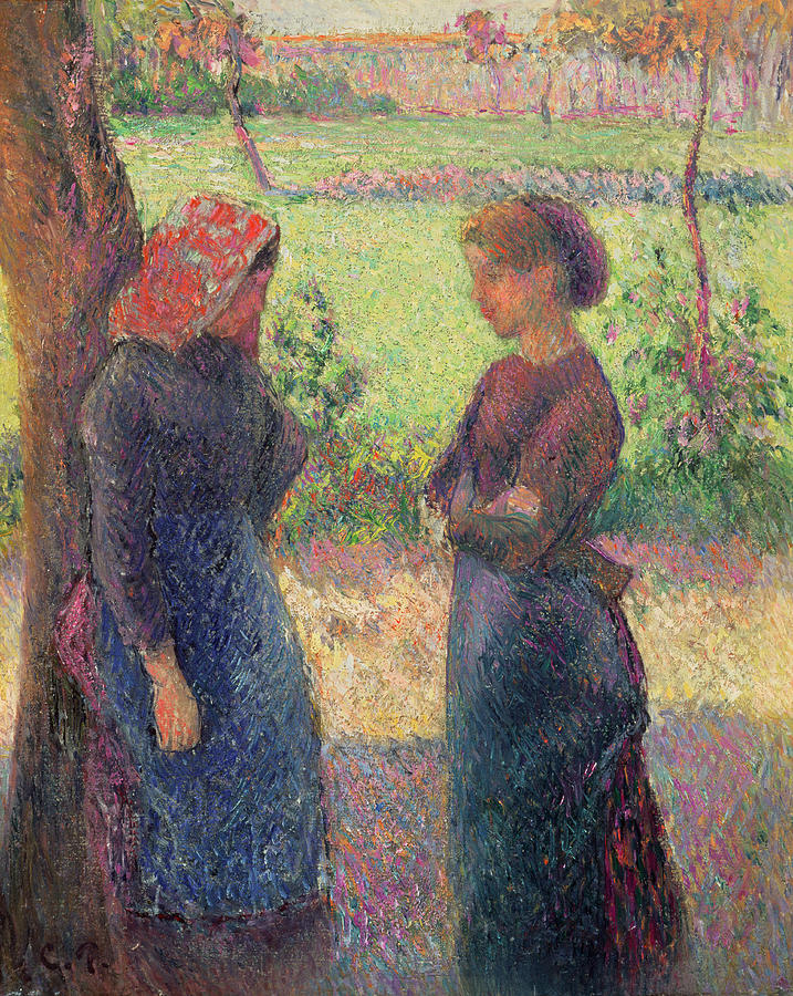The Chat Painting by Camille Pissarro