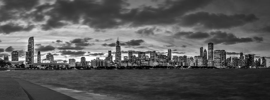 The Chicago Skyline - Black and White Photograph by Ron Pate