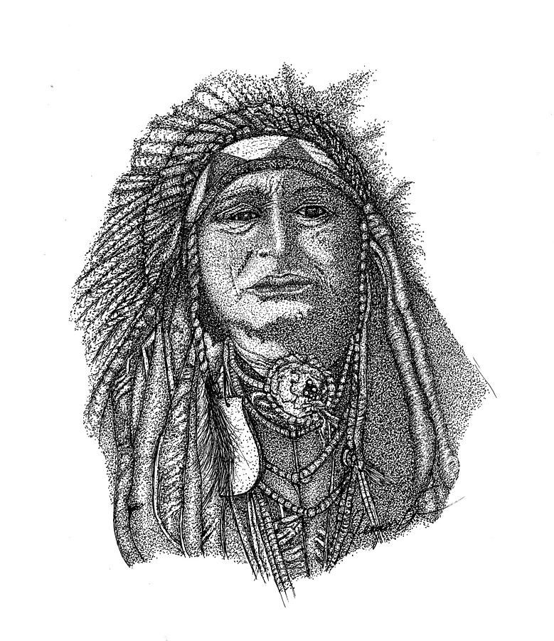 Black And White Drawing - The Chief by Jennifer Brewer