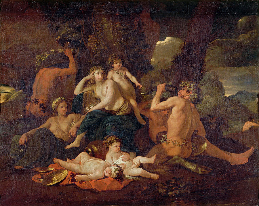 Greek Painting - The childhood of Bacchus by Nicolas Poussin