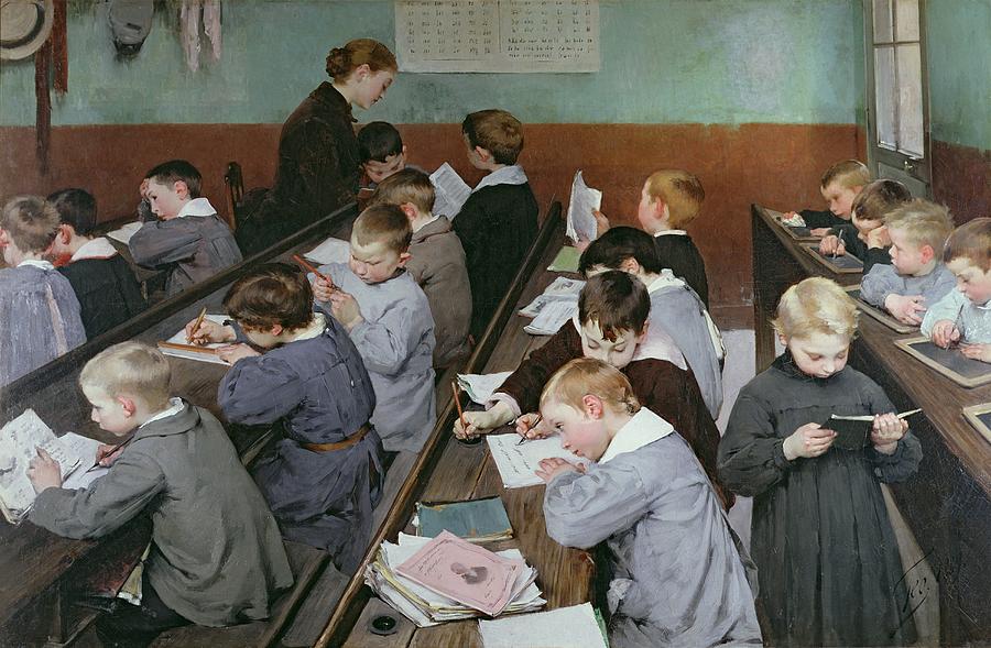 The Childrens Class Painting by Henri Jules Jean Geoffroy