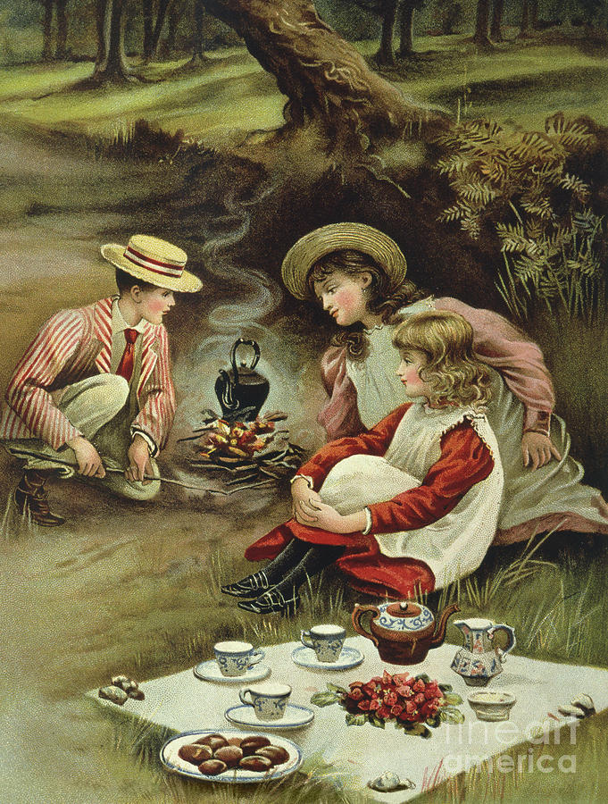 Tea Painting - The Childrens Picnic by English School