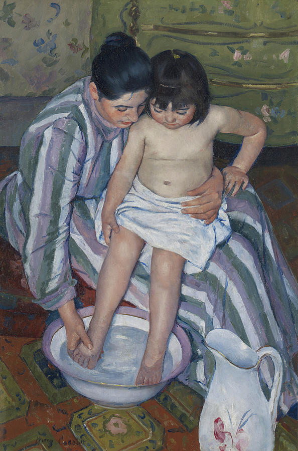The Childs Bath Painting by Mary Stevenson Cassatt