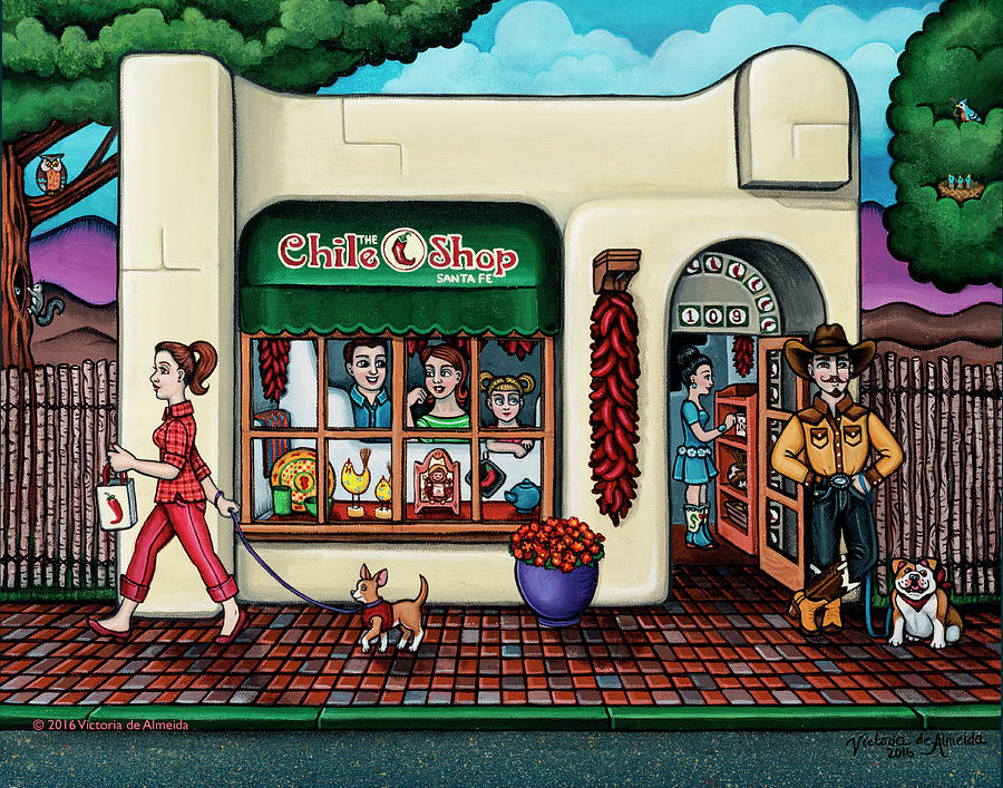 The Chile Shop Santa Fe Painting by Victoria De Almeida