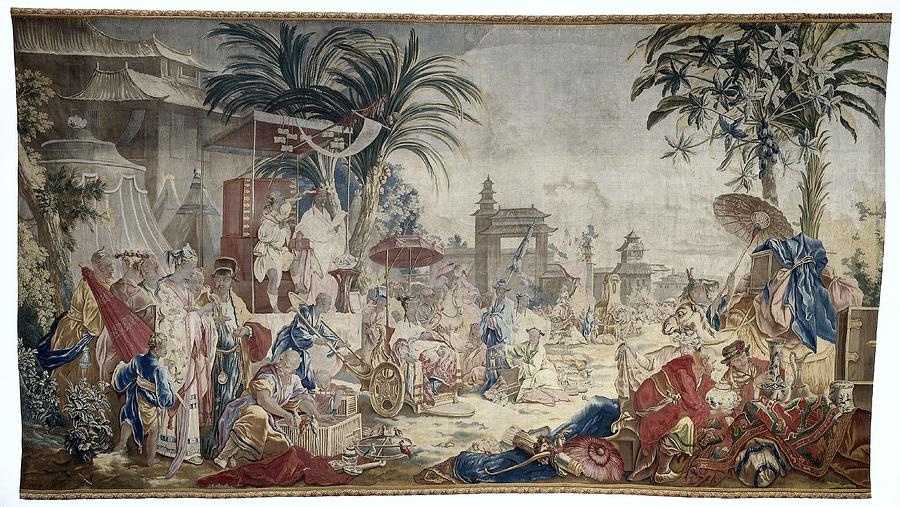 Textile tapestry The Chinese Market  Manufacture Royale de Beauvais 1767  1769 Tapestry - Textile by Vintage Collectables