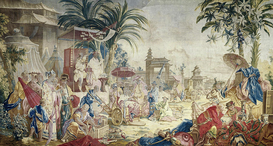 The Chinese Market Tapestry - Textile by Royale de Beauvais