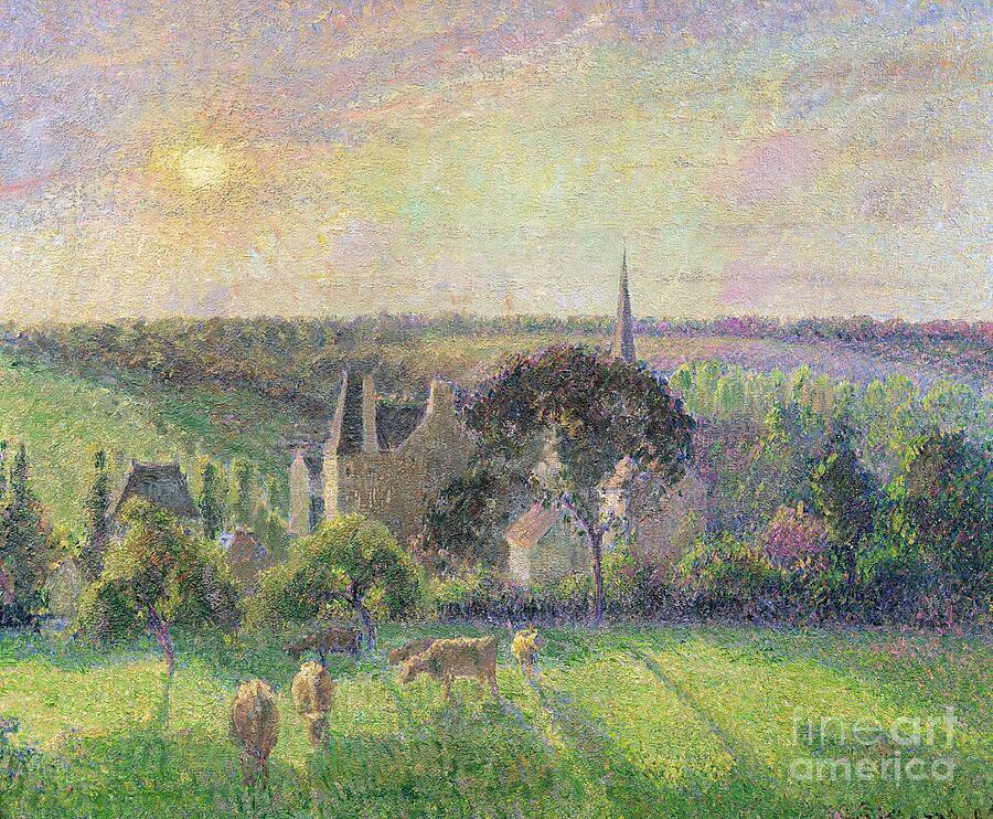 The Church and Farm of Eragny Painting by Camille Pissarro