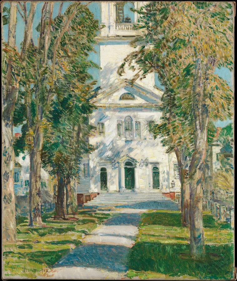 The Church at Gloucester Painting by Childe Hassam