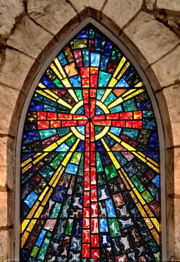 The Church at La Villita Stained Glass  Photograph by David and Carol Kelly