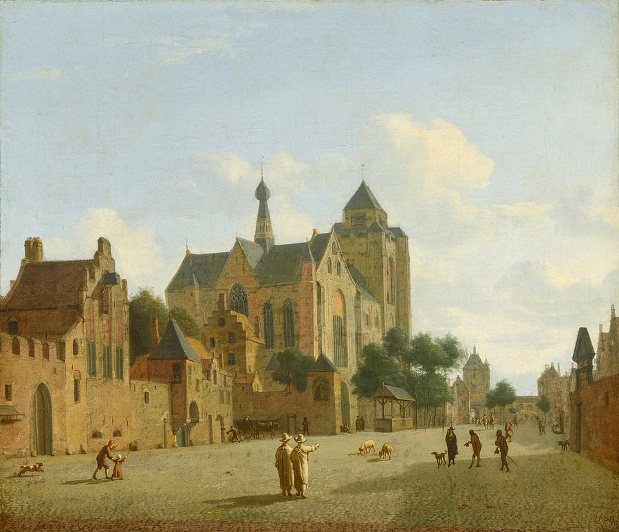 The Church at Veere Painting by Jan van der Heyden
