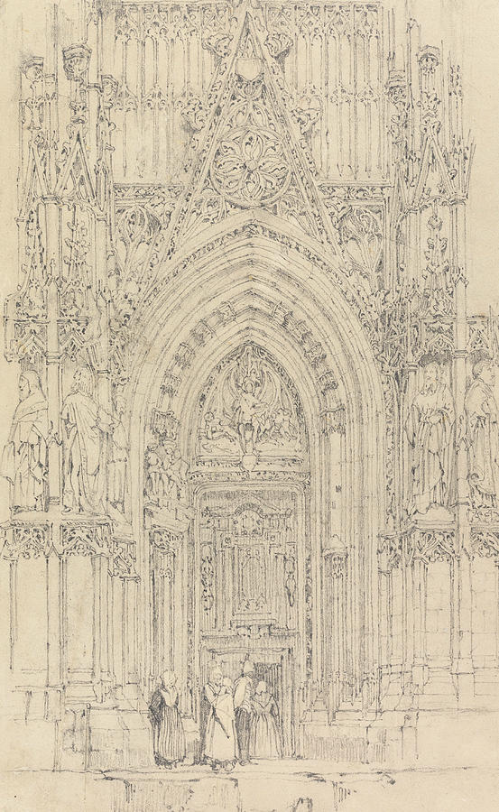 The Church of St. Wulfran, Abbeville Drawing by Richard Parkes Bonington