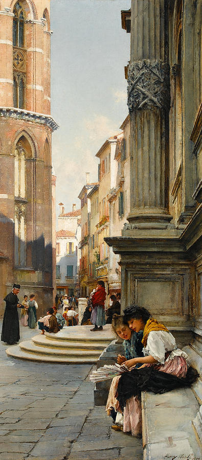Architecture Painting - The Church of the Frari and School of San Rocco, Venice by Henry Woods