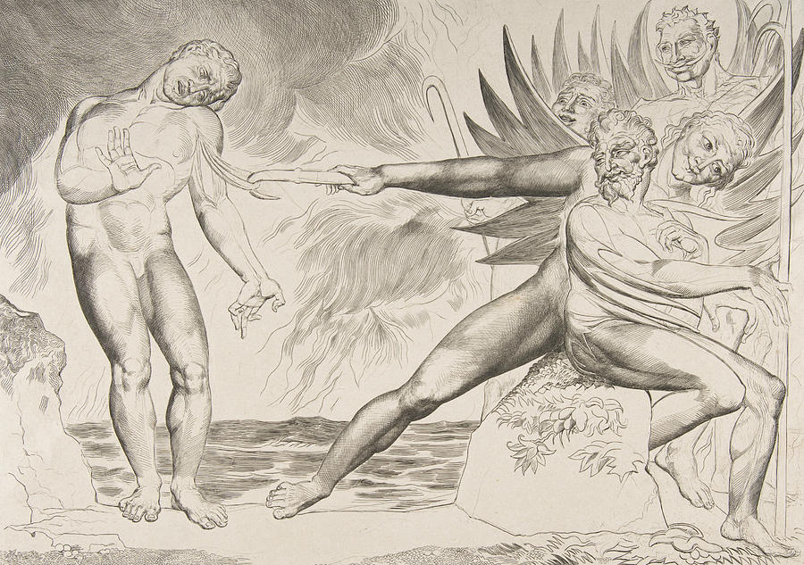 The Circle of Corrupt Officials, The Devils Tormenting Ciampolo Relief by William Blake