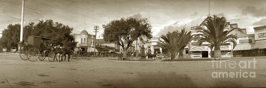 Palo Alto Photograph - The Circle  where University met Alma with the Bank of Palo Alto on the center, by Monterey County Historical Society