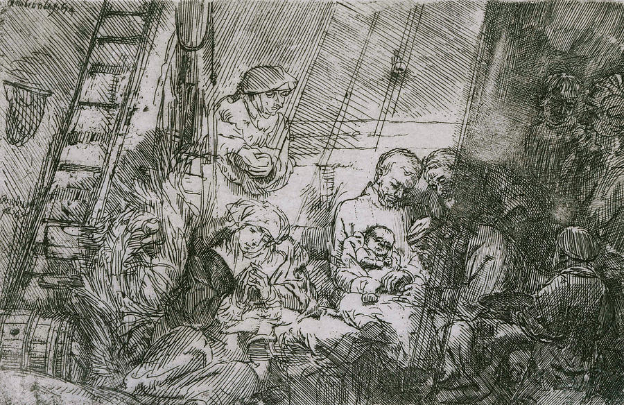 The Circumcision in the Stable Relief by Rembrandt