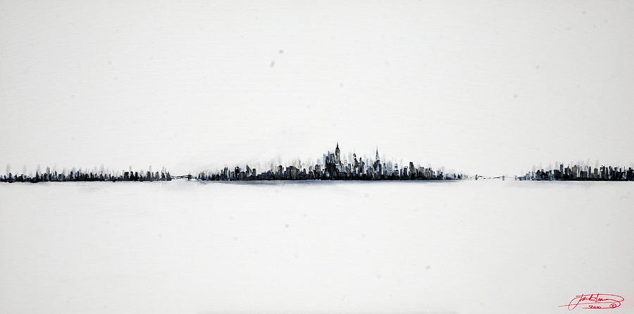 Black And White Painting - The City New York by Jack Diamond