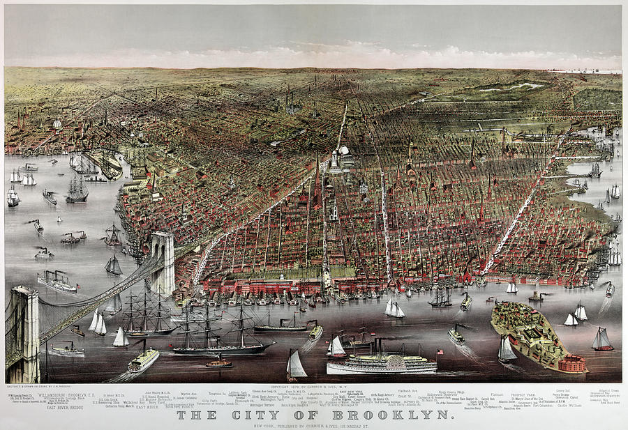 The City of Brooklyn Drawing by C R Parsons