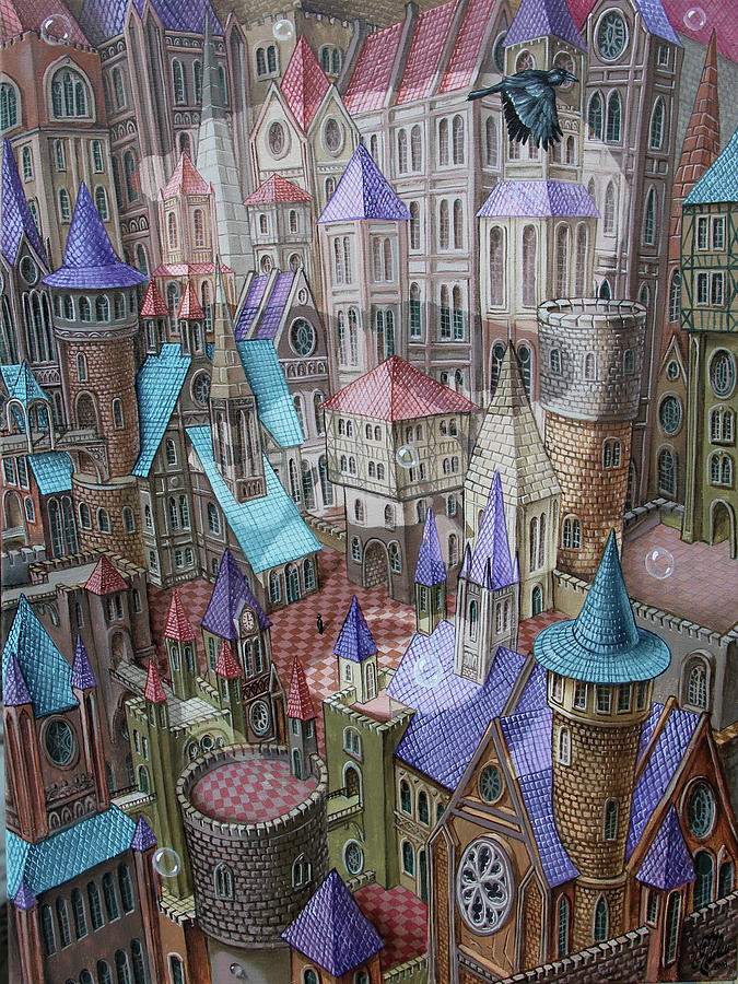 The City of Crow Painting by Victor Molev